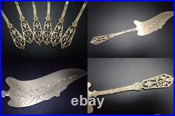 Puiforcat Ice cream spoon knife set Gold Painted Pure silver 800 Original Box