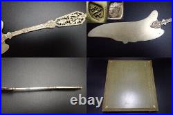 Puiforcat Ice cream spoon knife set Gold Painted Pure silver 800 Original Box