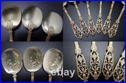 Puiforcat Ice cream spoon knife set Gold Painted Pure silver 800 WithOriginal Box