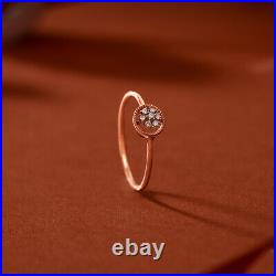 Pure 10K Rose Gold With Prong Set Shiny Moissanite Circle Face Engagement Ring