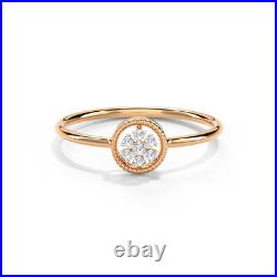 Pure 10K Rose Gold With Prong Set Shiny Moissanite Circle Face Engagement Ring