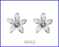 Pure 10K White Gold & Bezel Set White Moissanites Flower Stud Women's Earrings