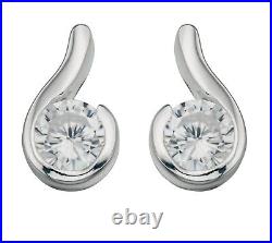 Pure 10K White Gold & Bezel Set White Moissanites Stone Stud Women's Earrings