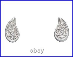 Pure 10K White Gold & Pave Set White Moissanites Leaf Stud Women's Earrings