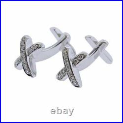 Pure 10k White Gold Adorned With 0.38ctw Cubic Zirconia Classic X Cufflinks Set
