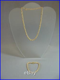 Pure 14K Gold Twist Link Rope Chain 16 Necklace & 7 Bracelet Set