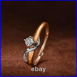 Pure 14K Two-Tone Gold Sparkling Illusion-Set Miracle Plate Diamond Ring Jewelry