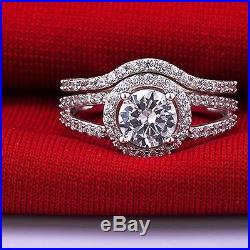 Pure 14K White Gold 2CT Moissanite Female Engagement Ring Set Promise Jewelry