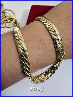 Pure 18K 750 Fine Dubai Real Yellow Gold Curb Cuban Bracelet 8 Long 8mm 6.45g