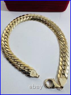 Pure 18K 750 Fine Dubai Real Yellow Gold Curb Cuban Bracelet 8 Long 8mm 6.45g