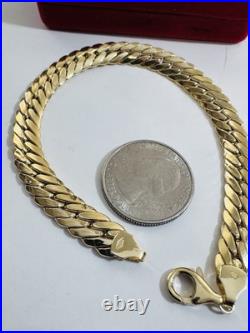 Pure 18K 750 Fine Dubai Real Yellow Gold Curb Cuban Bracelet 8 Long 8mm 6.45g