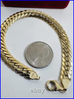 Pure 18K 750 Fine Dubai Real Yellow Gold Curb Cuban Bracelet 8 Long 8mm 6.45g