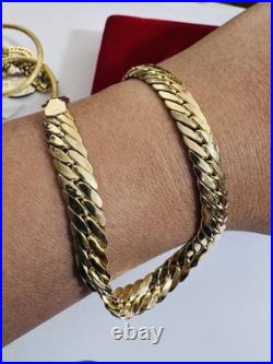 Pure 18K 750 Fine Dubai Real Yellow Gold Curb Cuban Bracelet 8 Long 8mm 6.45g