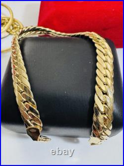 Pure 18K 750 Fine Dubai Real Yellow Gold Curb Cuban Bracelet 8 Long 8mm 6.45g