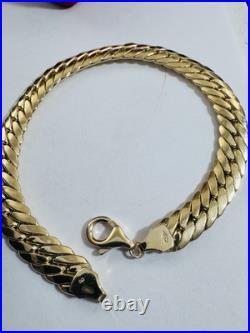 Pure 18K 750 Fine Dubai Real Yellow Gold Curb Cuban Bracelet 8 Long 8mm 6.45g