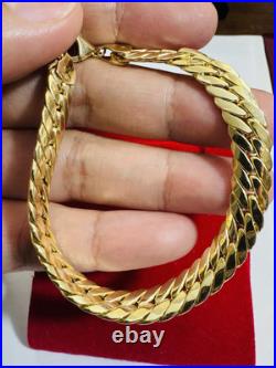 Pure 18K 750 Fine Dubai Real Yellow Gold Curb Cuban Bracelet 8 Long 8mm 6.45g