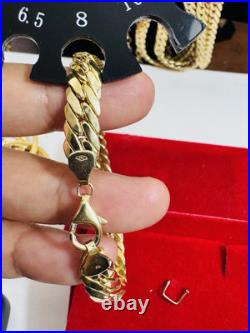 Pure 18K 750 Fine Dubai Real Yellow Gold Curb Cuban Bracelet 8 Long 8mm 6.45g