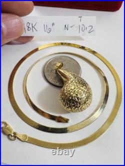 Pure 18K 750 Real Genuine Gold Teardrop Set Necklace 16 long 3.2mm 10.2g Choker
