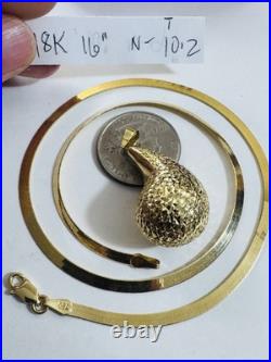 Pure 18K 750 Real Genuine Gold Teardrop Set Necklace 16 long 3.2mm 10.2g Choker