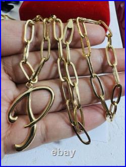 Pure 18K 750 Real Gold Letter initial P Set Necklace 18 Inch Long 7g 5.5mm