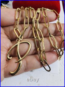 Pure 18K 750 Real Gold Letter initial P Set Necklace 18 Inch Long 7g 5.5mm