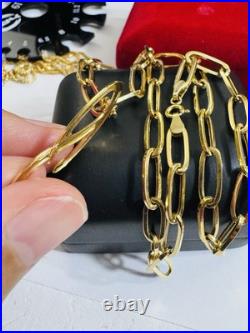 Pure 18K 750 Real Gold Letter initial P Set Necklace 18 Inch Long 7g 5.5mm