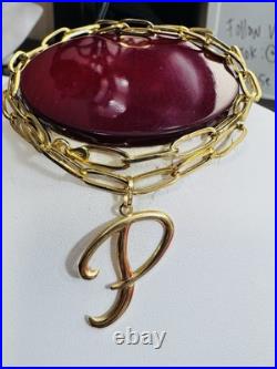 Pure 18K 750 Real Gold Letter initial P Set Necklace 18 Inch Long 7g 5.5mm