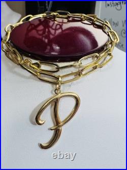 Pure 18K 750 Real Gold Letter initial P Set Necklace 18 Inch Long 7g 5.5mm
