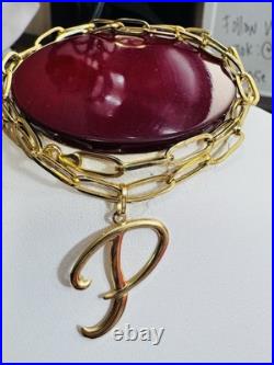 Pure 18K 750 Real Gold Letter initial P Set Necklace 18 Inch Long 7g 5.5mm