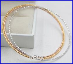 Pure 18K Multi-Tone Gold 1mm Faced Band Woman's Bangle 60mm Inner Dia (3pcs/set)