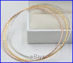 Pure 18K Multi-Tone Gold 1mm Faced Band Woman's Bangle 60mm Inner Dia (3pcs/set)