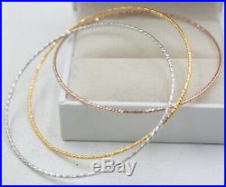 Pure 18K Multi-Tone Gold 1mm Faced Band Woman's Bangle 60mm Inner Dia (3pcs/set)