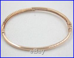 Pure 18K Rose Gold 4mm Set Zircon Band Woman's Bangle 55mm Inner Diameter