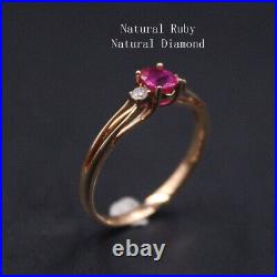 Pure 18K Rose Gold Prong Set Ruby Womens Ring Size 7.5 Stamp Au750 with Gift Box