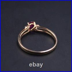 Pure 18K Rose Gold Prong Set Ruby Womens Ring Size 7.5 Stamp Au750 with Gift Box