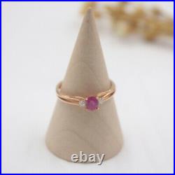 Pure 18K Rose Gold Ring Set Ruby Woman's Ring Size 7.25