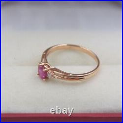 Pure 18K Rose Gold Ring Set Ruby Woman's Ring Size 7.25