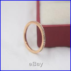 Pure 18K Rose Gold Ring set Diamonds Band Ring Size 5.75