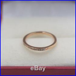 Pure 18K Rose Gold Ring set Diamonds Band Ring Size 5.75