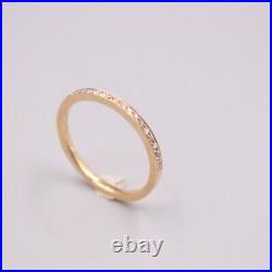 Pure 18K Rose Gold Ring set Natural Diamond Band Ring Size 6