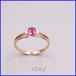 Pure 18K Rose Gold Ring set Oval Ruby Ring Size 7.5