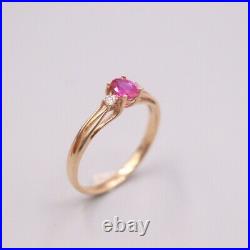 Pure 18K Rose Gold Ring set Oval Ruby Ring Size 7.5