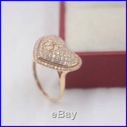 Pure 18K Rose Gold Ring set Zircoina Heart Shape Band Ring Size 5.5