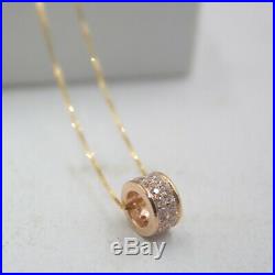 Pure 18K Rose Gold Square Tube pave set Zircon Bling Pendant Au750 7mm L Small