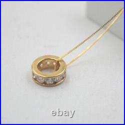 Pure 18K Yellow Gold Tube pave set Zircon Bling Pendant Au750 10mm L Small