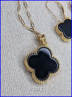 Pure 18ct Black Necklace And Earrings Set