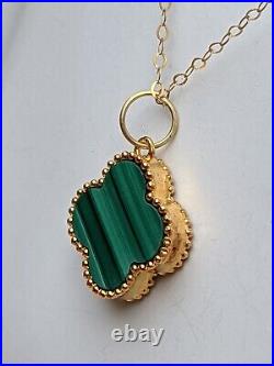 Pure 18ct Malachite Dainty Necklace And Earrings Set
