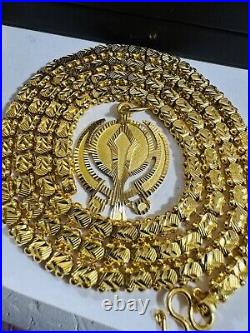 Pure 22K 22C 916 Yellow Gold 24 Long Damascus Devine Allah Set Necklace 29g 6mm