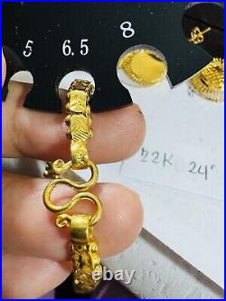 Pure 22K 22C 916 Yellow Gold 24 Long Damascus Devine Allah Set Necklace 29g 6mm