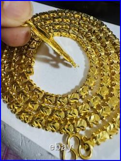 Pure 22K 22C 916 Yellow Gold 24 Long Damascus Devine Allah Set Necklace 29g 6mm